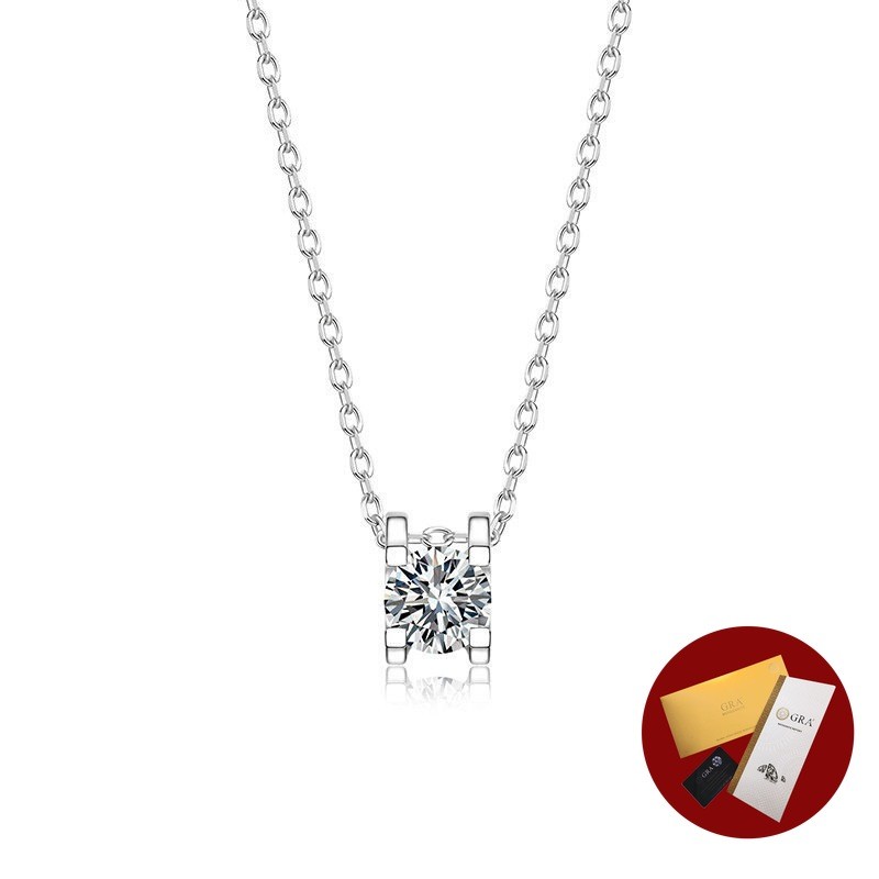 (พร้อมใบรับรอง Gra) Pt950 Platinum Classic Moissanite สร้อยคอ Simple Elegant White Diamond Pendant Fine Jewelry