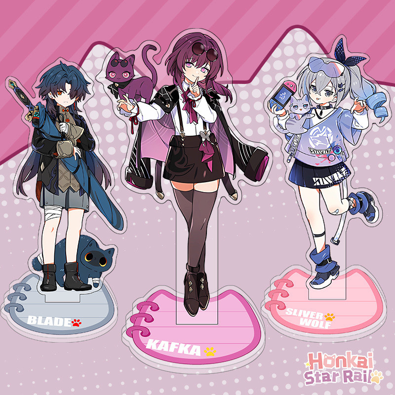 Jing Yuan Kafka Blade Anime KeyChain Honkai Star Rail ยืนผู้ชาย Key Chain สําหรับผู้หญิงพิมพ์รูปอะคริลิคพวงกุญแจจี้ของขวัญ
