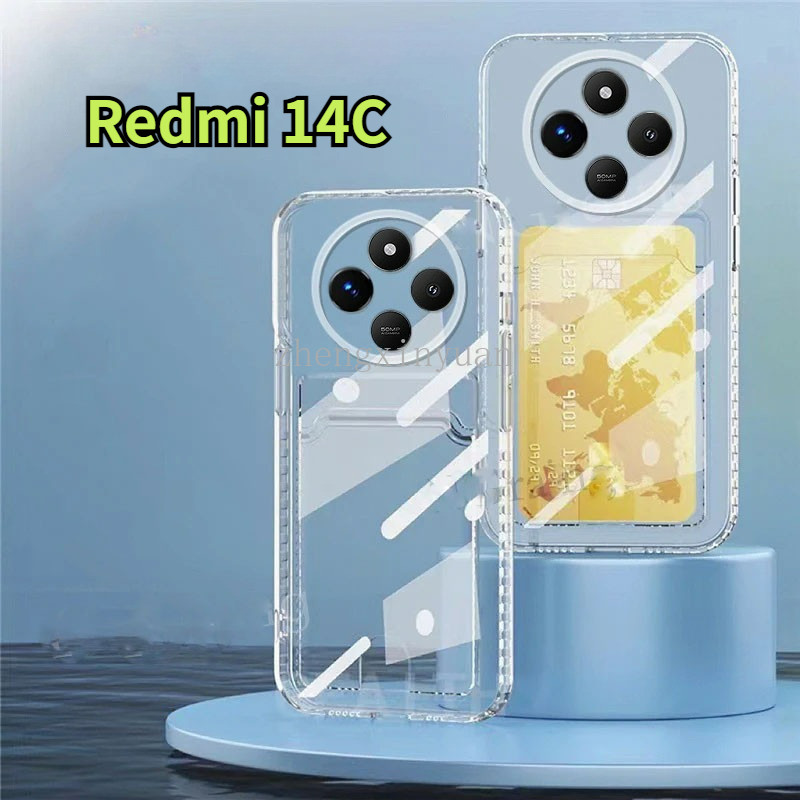 ปลอกสําหรับ XIAOMI POCO C75 Redmi 14C 4G 5G 2024 ฝาครอบโทรศัพท์พร้อมช่องใส่การ์ดใส่กระเป๋าสตางค์สําหรับ POCOC75 C 75 Redmi14C ถุงลมนิรภัยซิลิโคนใสกรณี