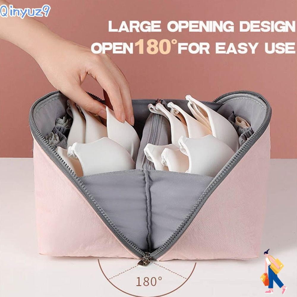 Qinyuz9 กระเป๋าเก็บชุดชั้นในถุงเท้าผู้หญิงแบบพกพา Divider Organizer กระเป๋า