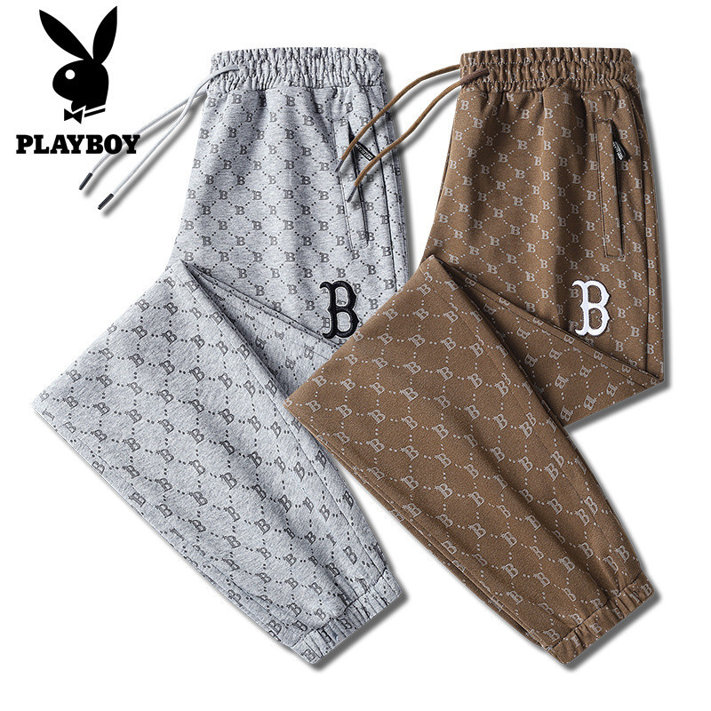 Playboy High Quality  Pants เวอร์ชั่นเกาหลี IceSilk Pants Pants Loose Casual Pants Slim Sweatpants