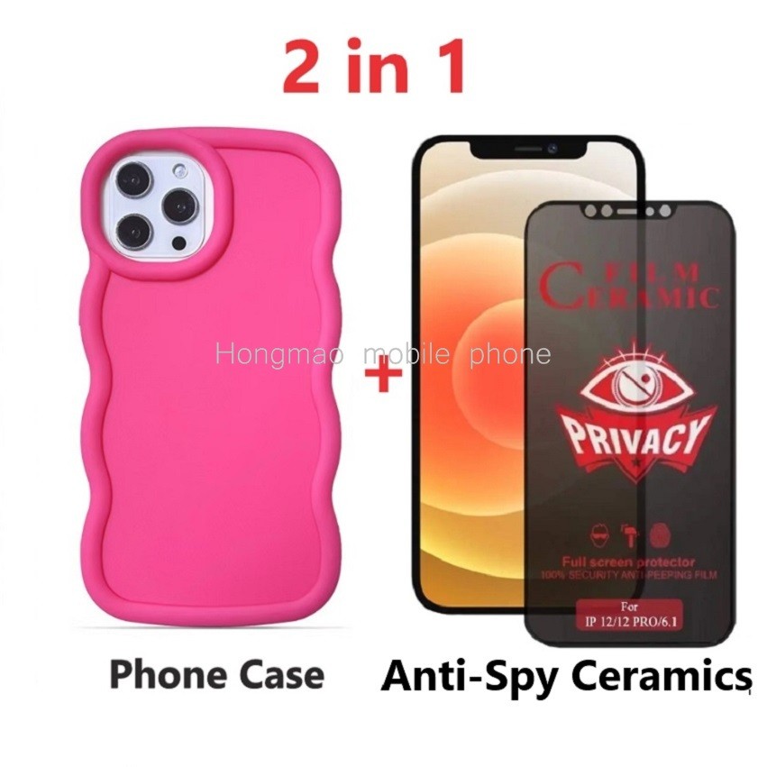 2in1 Anti drop เคสโทรศัพท์ + Anti Spy ความเป็นส่วนตัวเซรามิคโทรศัพท์ฟิล์มสําหรับ Huawei Nova Y6P Y7 