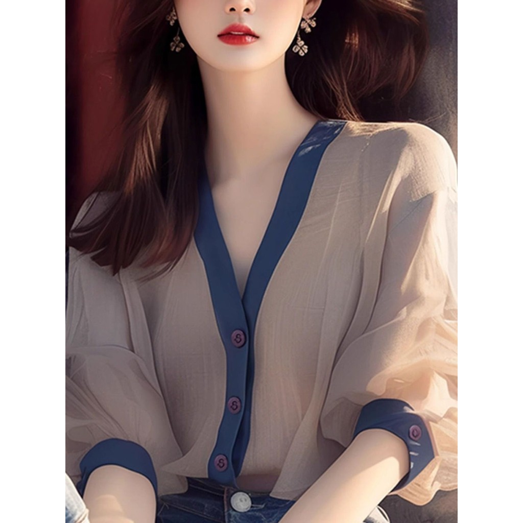 High-end Light Luxury Elegant Design เกาหลีสไตล์วิทยาลัยผู้หญิงหลวม Chic เสื้อที่สวยงาม ราคา ถูกที่สุด ดีลบีเคเค แกลเลอรีภาพที่ 6
