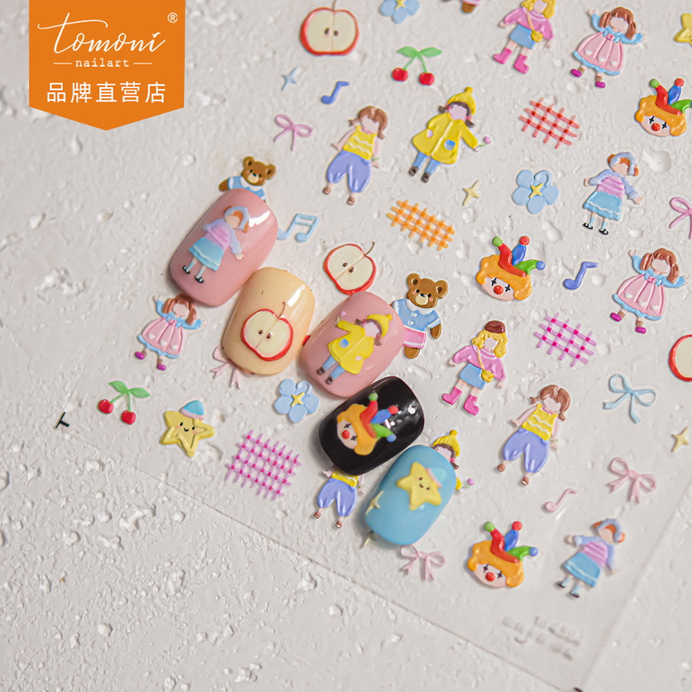 [Meow.sensei] Tomoni สติกเกอร์ติดเล็บลายนูน ลายฮอตเด็ก ลายสาวกราฟฟิตีญี่ปุ่น