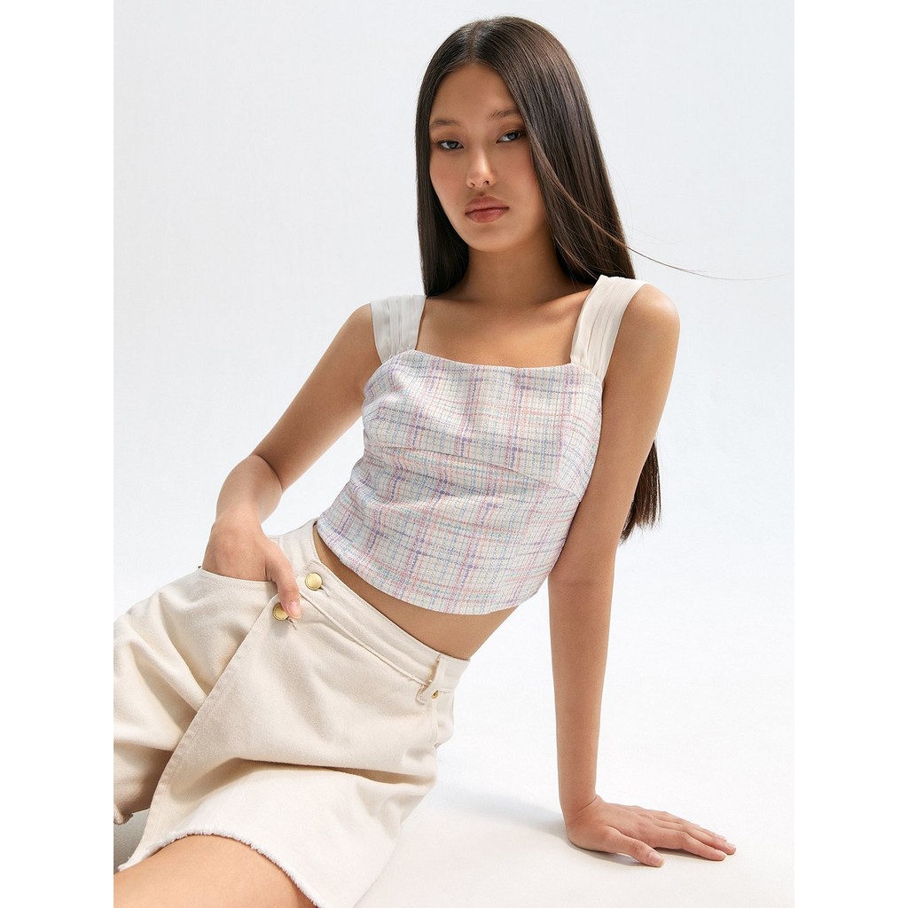 [Pomelo] เสื้อเกาะอกรัดรูปผ้าทวีต / Tweed Bustier Top