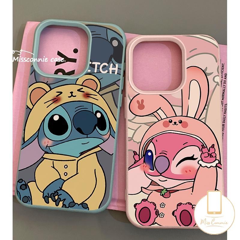 การ์ตูนตลกน่ารักStitch Angelคู่DoodleสําหรับIPhone 17 16 14 15 11 12 13 Pro Max Air XR X 14 15 16 Plus XS Maxอินเทรนด์หรูหราหนังผิวรู้สึกกรณี