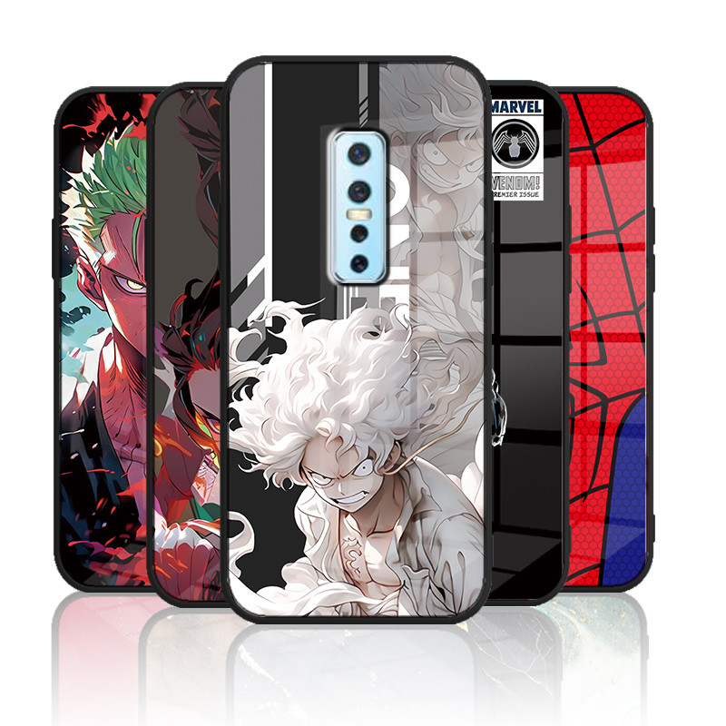 เคสกระจก Vivo V17 pro 1910 เคสกระจกนิรภัยฮาร์ดฝาหลังขอบซิลิคอนอ่อน
