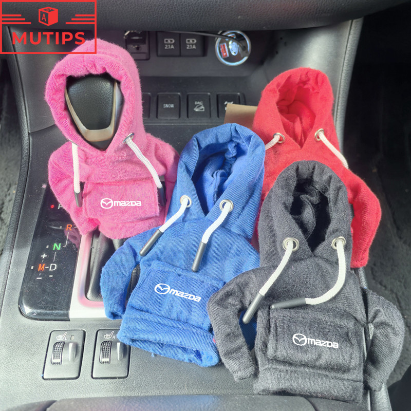 Mazda ฝาครอบเบรคมือรถยนต์ ปลอกหนังหุ้มลูกบิดเกียร์รถยนต์ แฟชั่น Hoodie เปลี่ยนฝาครอบลูกบิด 2 3 CX5 C
