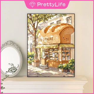 Pl Healing Fairy Tale Town 5D DIY เพชรทาสีคริสตัลรอบฝังเพชรชุดเพชรน้ําภาพวาดตกแต่งบ้าน 30x40 ซม.