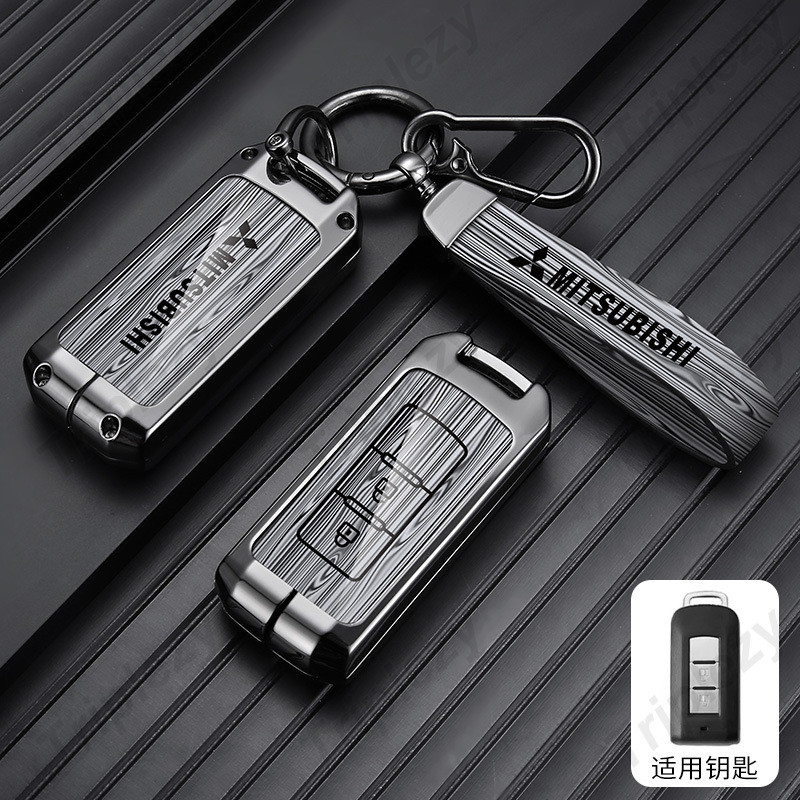 สังกะสีอัลลอยด์แฟชั่นลายไม้เคลือบเงารถสมาร์ท Remote Key สําหรับ Mitsubishi Lancer Xpander ASX Xpander Cross Montero Pajero Outlander Sport Eclipse Strada Attrage Mirage