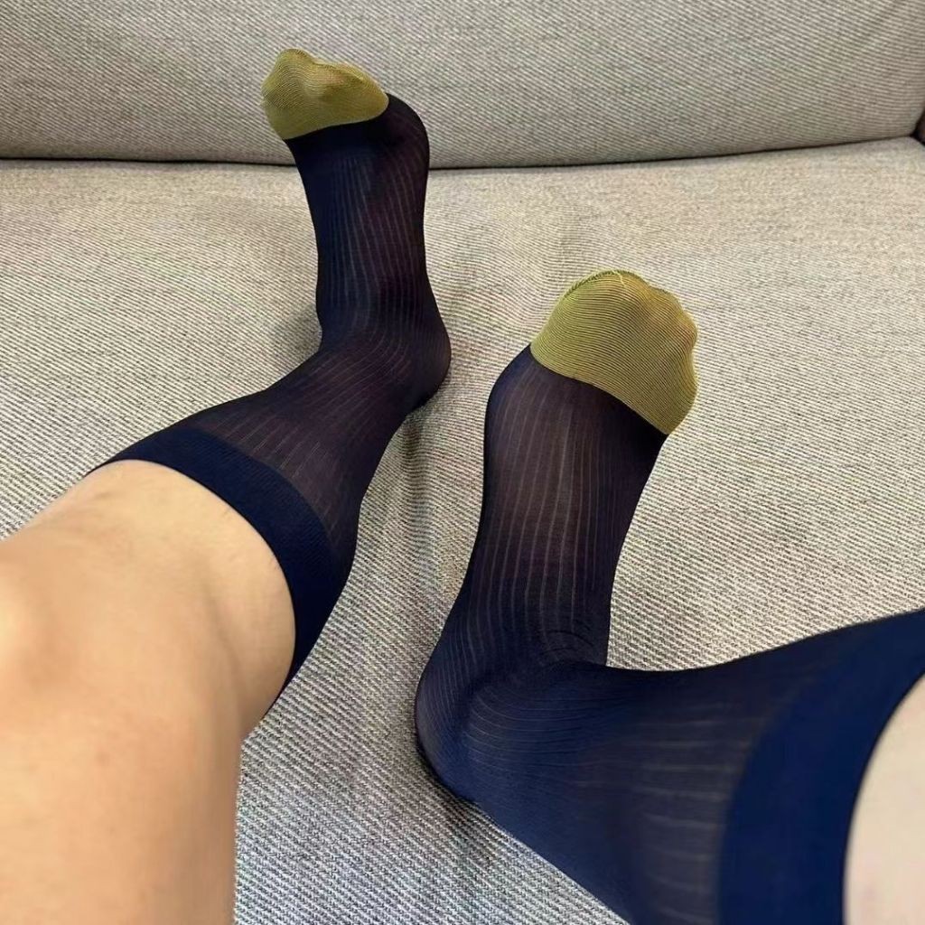 ธุรกิจผู้ชาย Tiny streak Silk stockings Medium length tube Business attire เซ็กซี่ บาง หายใจได้