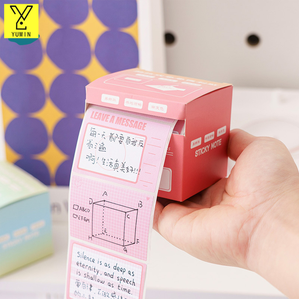 กระดาษโน๊ต มีกาว 256แผ่น โพสอิท StickyNote สติ๊กเกอร์กระดาษโน๊ตแบบม้วน สติ๊กเกอร์ไล่โทนสี ฉีกได้