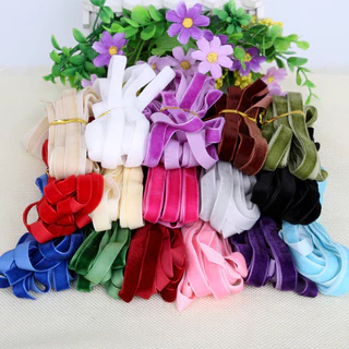 5 หลา 10 มม.สีทึบกํามะหยี่ริบบิ้นไม่ยืดหยุ่นลูกไม้ริบบิ้นสําหรับ ทําเอง เย็บเสื้อผ้าอุปกรณ์ตกแต่งงานฝีมือ ทําเอง