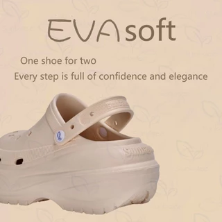 AJAYGNA รองเท้าหัวโต แถมตัวติด เสริมส้น 8 เซน รองเท้าผู้หญิงรัดส้น EVA สีพื้นล้วน SHO-SUN8694 รวมตัวติด2