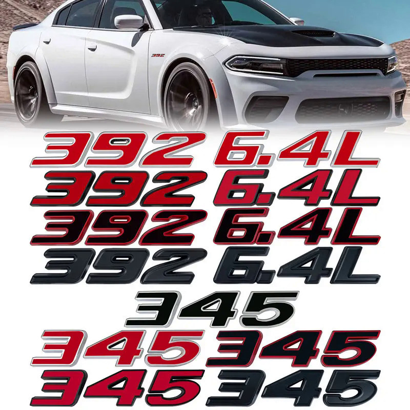 3D Metal 392 345 6.4L 5.7 Logo Car Sticker Emblem Badge Decals Auto Tail For Dodge HEMI Ford Audi To