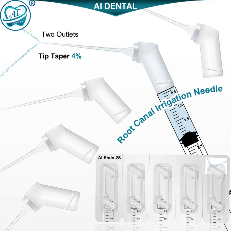 AI-Endo-2S Dental Endo Syringe Irrigation Root Canal Needle Tips Washing 60 degree Elbow 4% Tip Tape