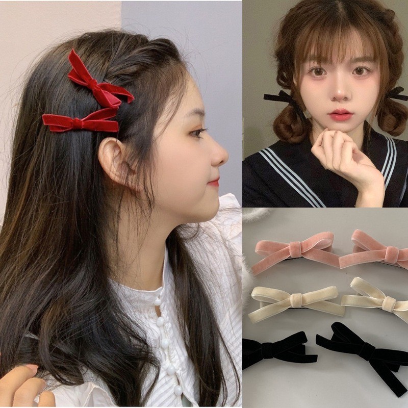 1/2ชิ้นกํามะหยี่โบว์กิ๊บสาวเจ้าหญิงกิ๊บอุปกรณ์ผม