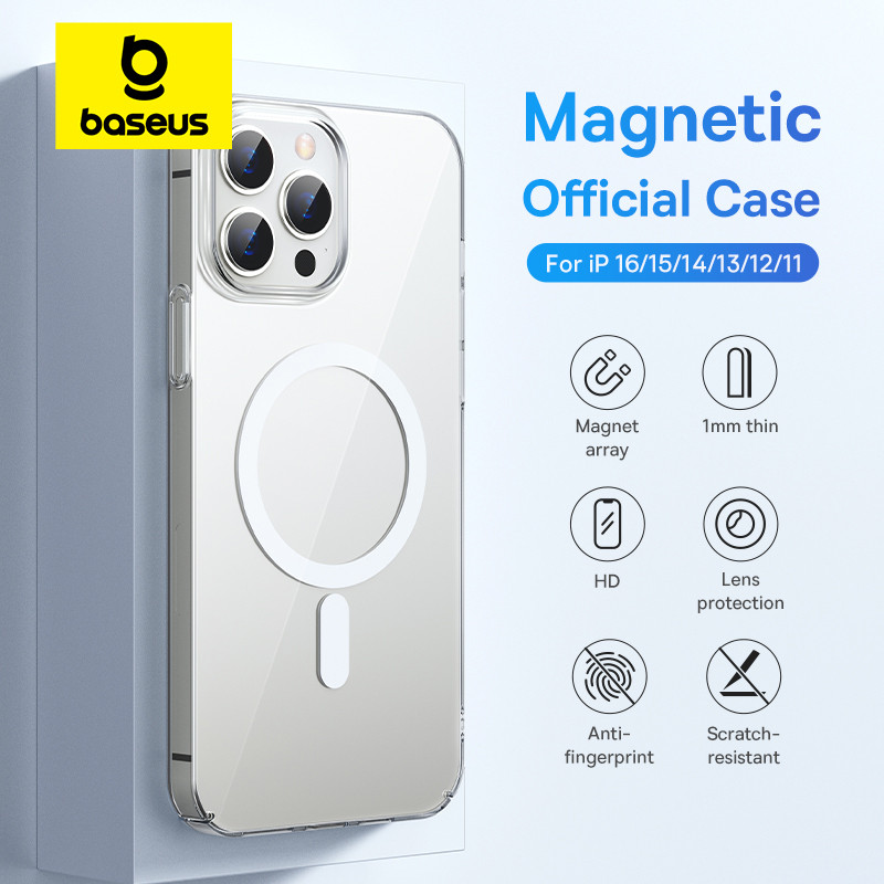 Baseus เคสแม่เหล็กสําหรับIP 16 15 Pro Maxเคสชาร์จไร้สายสําหรับIP 14 13 12 11 Pro Max Plus PCเคสโทรศัพท์