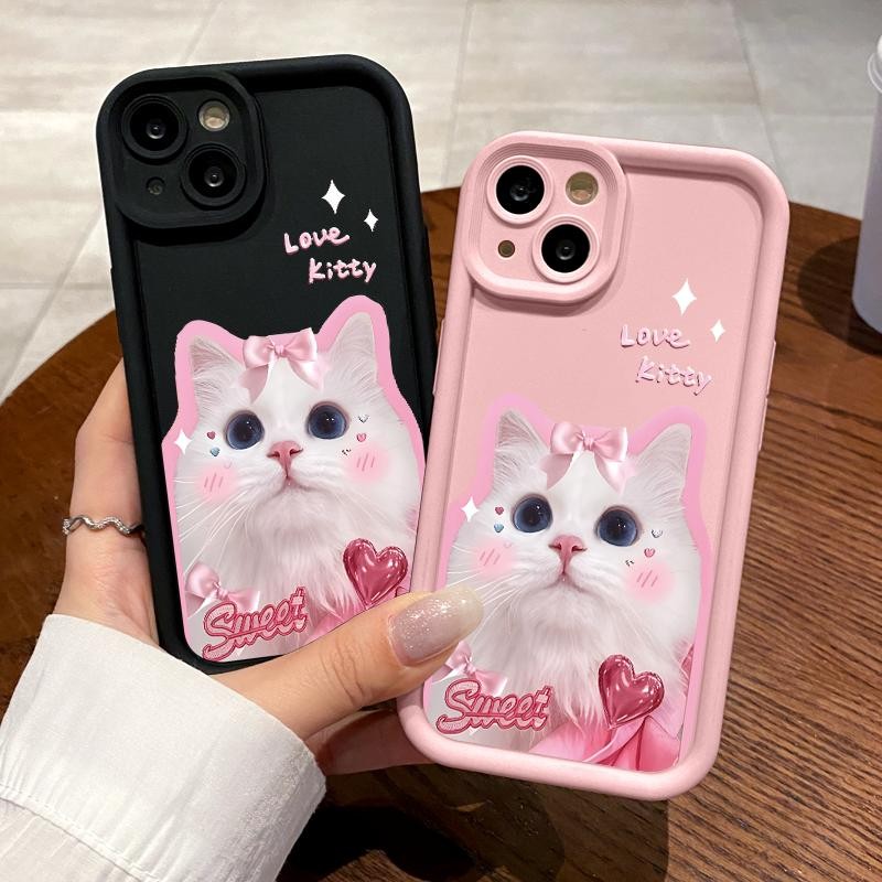 เหมาะสำหรับ Realme C15 C17 C12 C11 C11 C21 C21Y C2 C20 C20A C25 C25s C25Y กรณีโทรศัพท์ที่ดูดีเคส Cute Cat