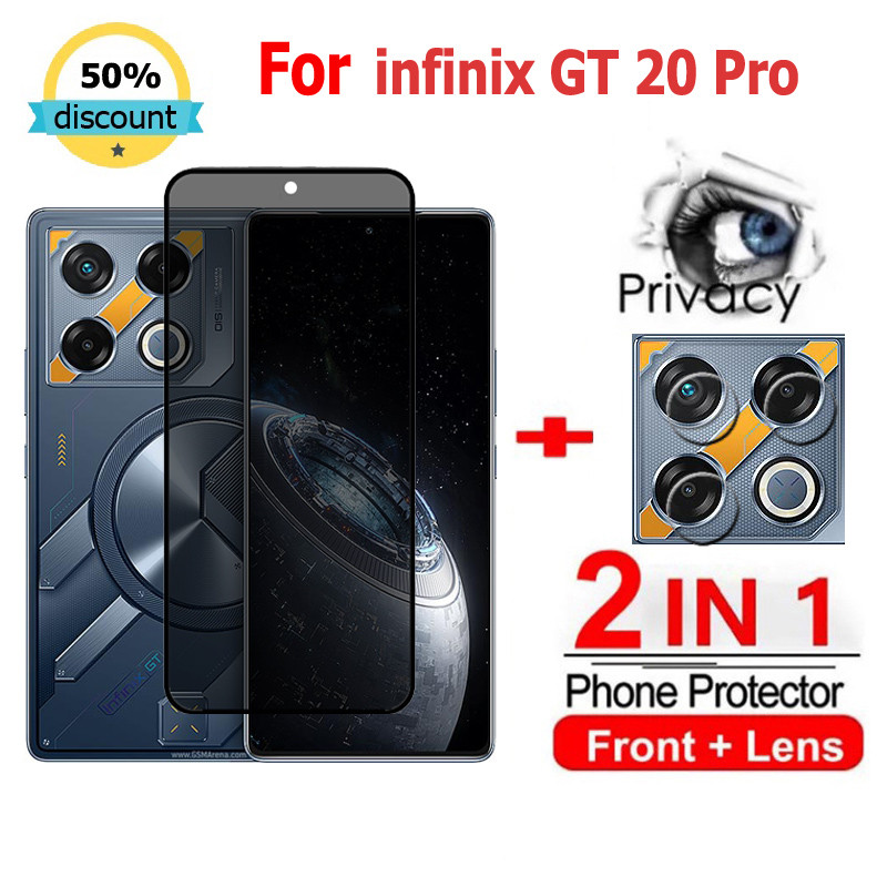 2 in 1 ฟิล์ม Infinix GT 20 Pro ฟิล์มกระจกนิรภัยกันรอยหน้าจอ กันแอบมอง เพื่อความเป็นส่วนตัว สําหรับ Infinix Note 40 30 Pro VIP HOT 40i 30i NFC SMART 8 7 Plus GT 20 10 Zero 40 30 Ultra 5G ฟิล์มกันรอย ฟิล์มกล้อง