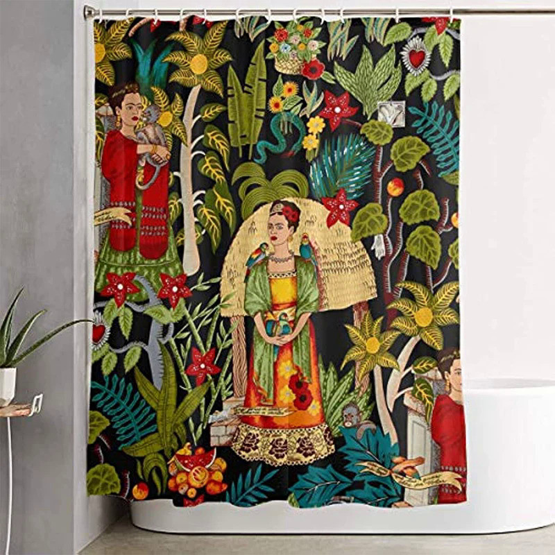 Frida K Shower Curtain Home Decor  Shower Curtain  Bath Screen Waterproof Fabric Bathroom Decor  Wit