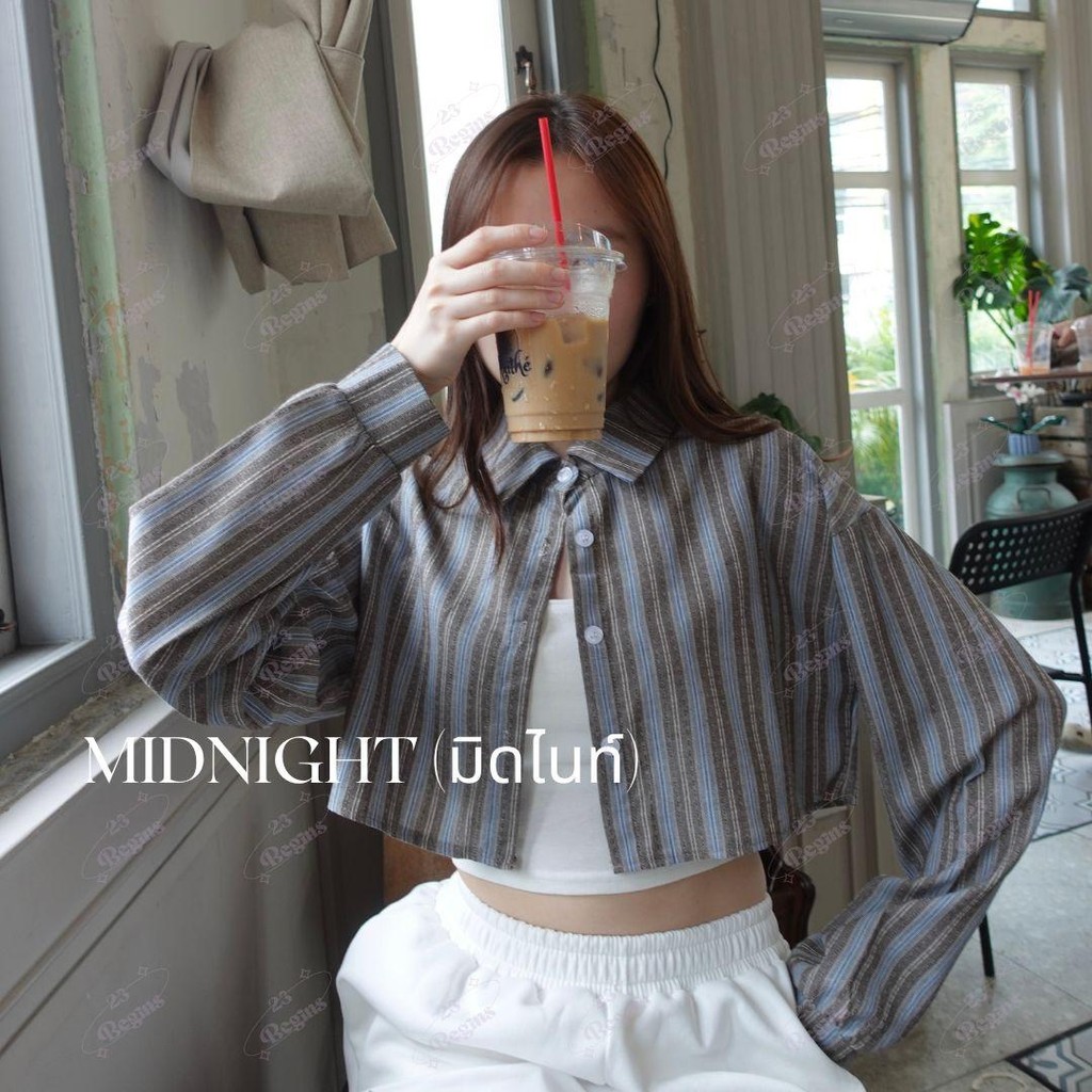 23BEGINS SHIRT เสื้อเชิ้ตปักเพ็ชร 23BG เสื้อเเขนยาว (360AA)