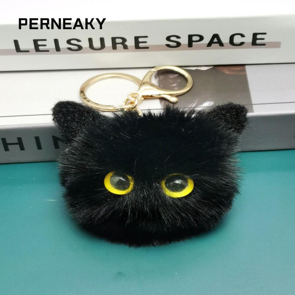 เครื่องประดับกระเป๋า PERNEAKY, พวงกุญแจตุ๊กตาแมวสีสันสดใสตุ๊กตา, กระเป๋าเป้พวงกุญแจจี้แมวน่ารัก