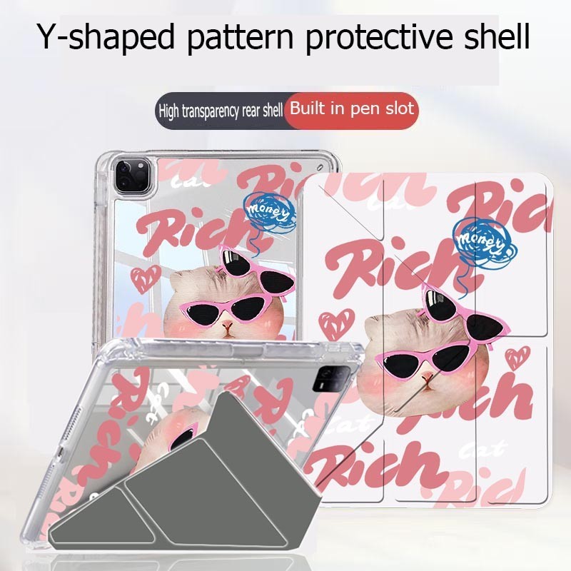 สำหรับ พร้อมถาดใส่ปากกาfor Pro11 12.9 13 10.5 11/24 Y-shaped เคสใสสําหรับไอแพด mini6 Air1 2 3 4 5 6 13 gen4 5 6 7 8 9 10