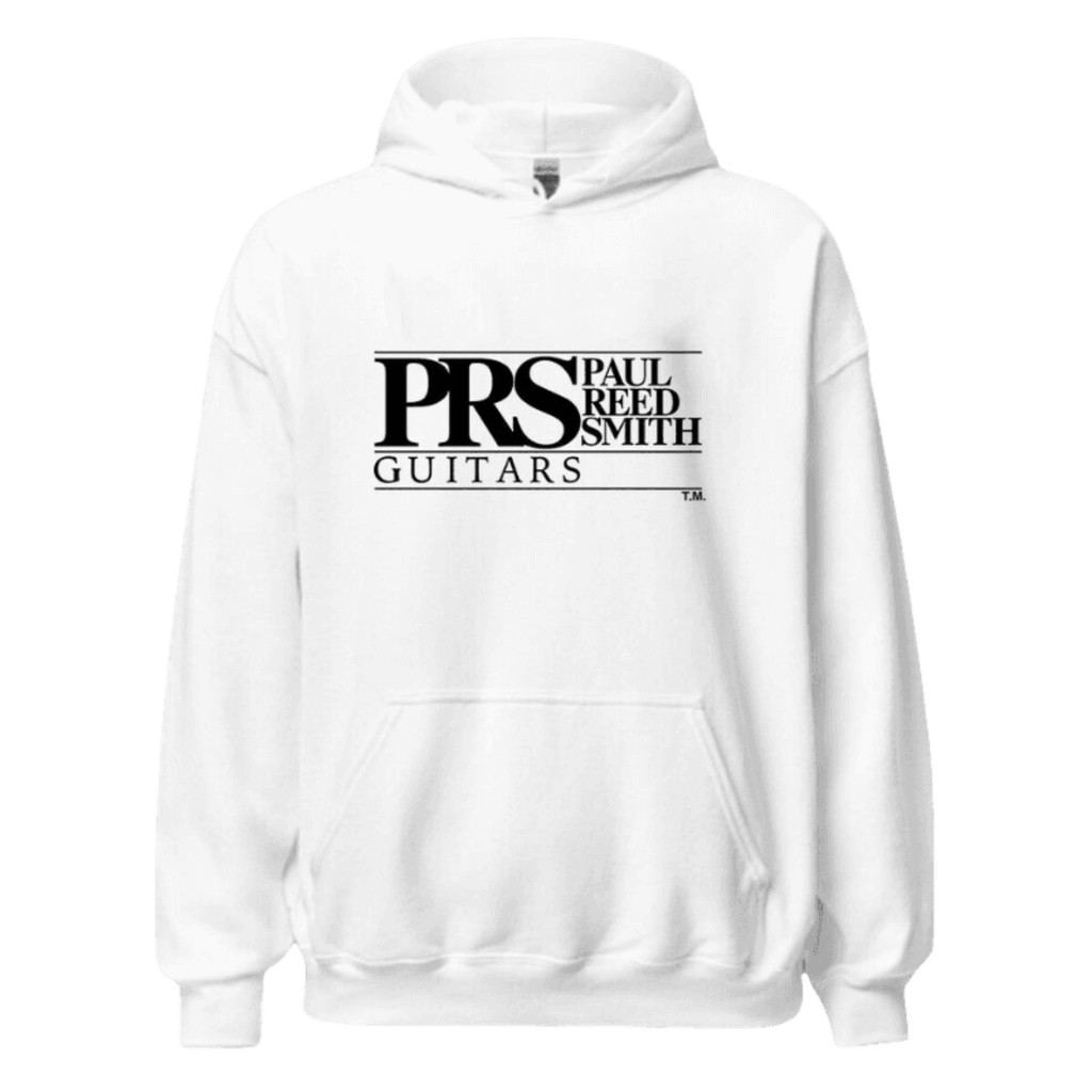 Prs Guitars Paul Reed Smith Logo เสื้อฮู้ดสีดําและสีขาว