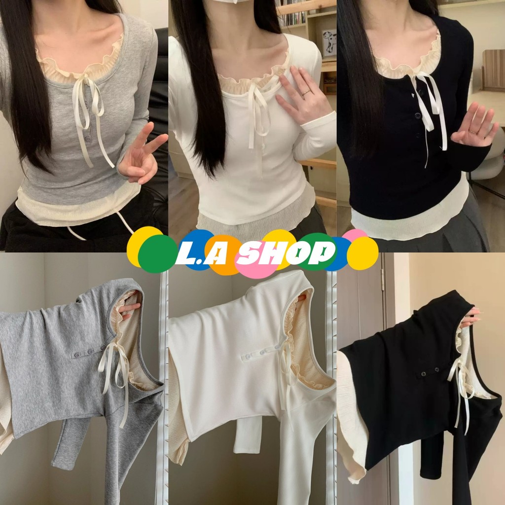L.A Shop สไตล์ใหม่ เสื้อไหมพรมคอกลม แขนยาว ยืดตามตัวสีพื้นผ้านิ่ม สไตล์เกาหลี "E356"