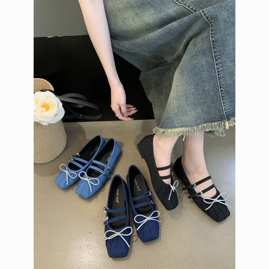 กันลื่น Mary Jane Soft-Soled Boat Shoes Gentle New Style Casual French Style