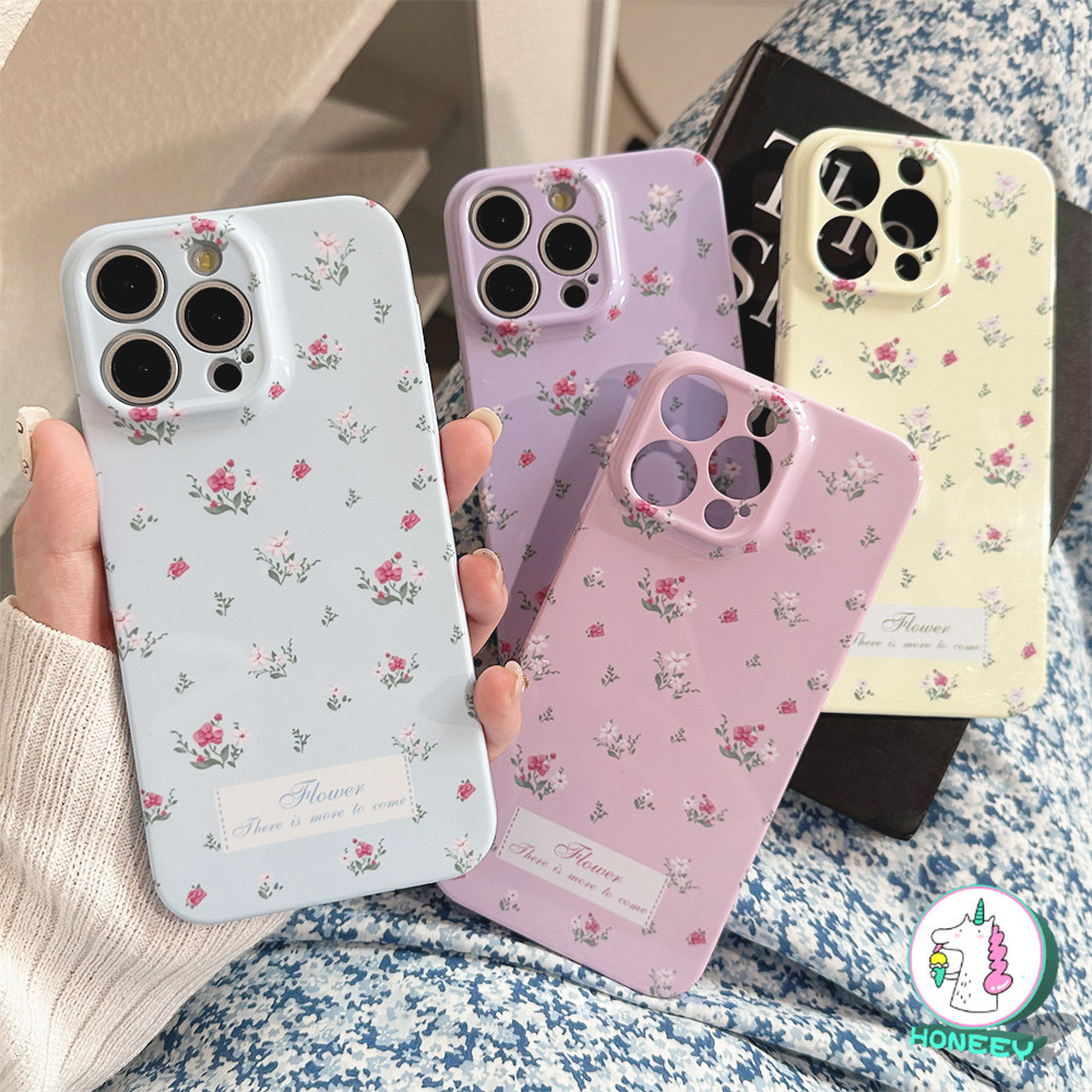 Ins Girly ดอกไม้เต็มเลนส์ป้องกันเคสโทรศัพท์เคลือบเงาสําหรับ IPhone 11 15 14 Pro MAX 14plus 12 13 Promax XS MAX XR 8 7 Plus ฤดูใบไม้ผลิป้องกันสิ่งสกปรกฮาร์ดโทรศัพท์ปกหลัง