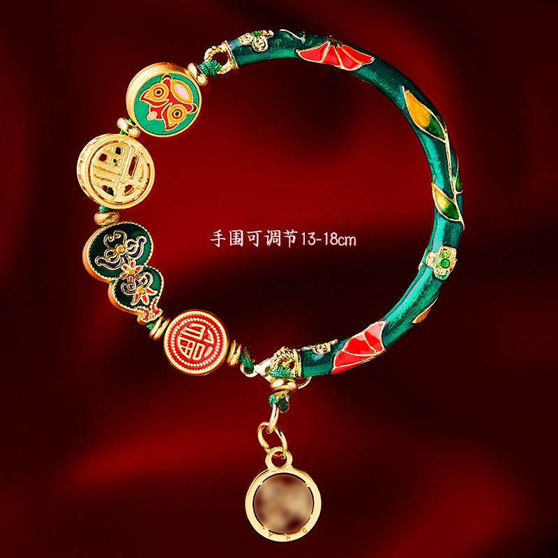 北京宫寺庙同款景泰蓝手链手环香灰古法烧蓝半镯手链送女朋友礼物Beijing Palace Temple Same Style Cloisonn é Bracelet Fragrant Bracelet20241008 - รูปที่ 7