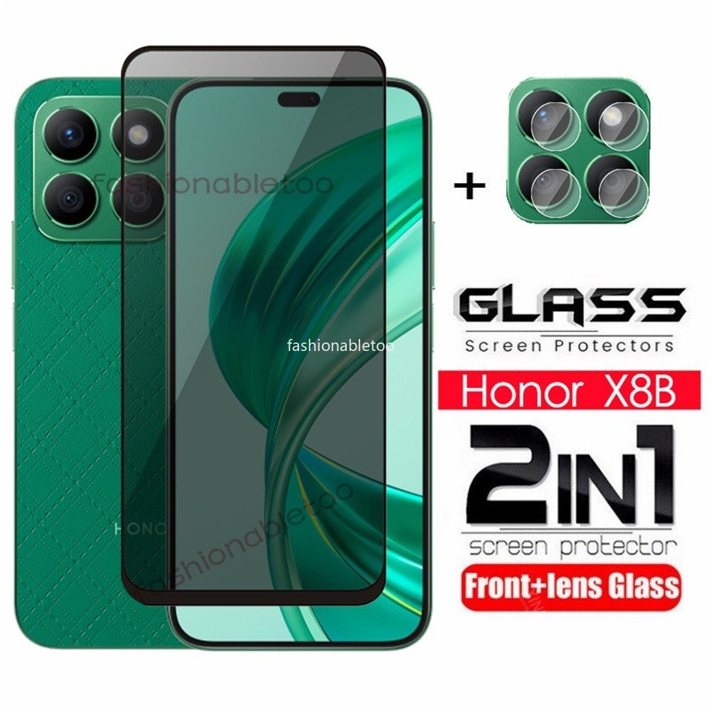 2 in 1 Anti-Spy กระจกฟิล์มป้องกันสำหรับ Honor X8B X8A X6A X7B X9B X X 6A x 7B x 9B เต็มปกความเป็นส่วนตัวหน้าจอด้านหน้าฟิล์มป้องกันหน้าจอแก้วกลับกล้องเลนส์ฟิล์ม D