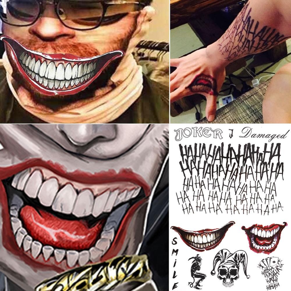 JULIEFASHION 1Sheep ฮาโลวีน Batman คอสเพลย์ Squad Joker ประเภทชั่วคราว Tattoo สติกเกอร์ Body Art ชุด G4X6 - รูปที่ 5