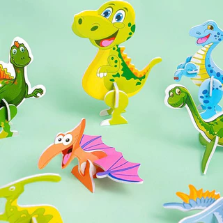 GeeToy ชุด 30 ชิ้น ของเล่นจิ๊กซอว์กระดาษ 3D สัตว์น่ารักและไดโนเสาร์จิ๊กซอว์ พัซเซิลการ์ตูนพกพาสำหรับเด็ก ของเล่นการศึกษาสำหรับเด็ก