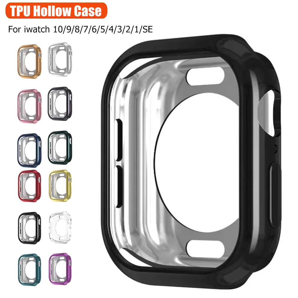เคส ทีพียู กลวง สําหรับ Apple Watch 42/46/44/45/40/41 มม. เปลือกกันชนแบบนุ่ม ชุด 10/9/8/7/6/5/4 ฝาครอบป้องกัน