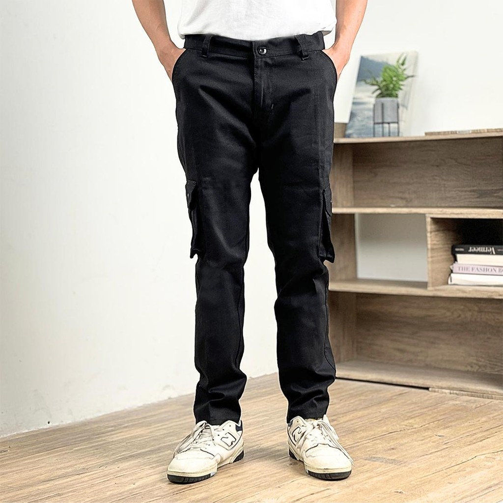 MATSUDA Hayashi BLACK กางเกงคาร์โก้ผู้ชาย