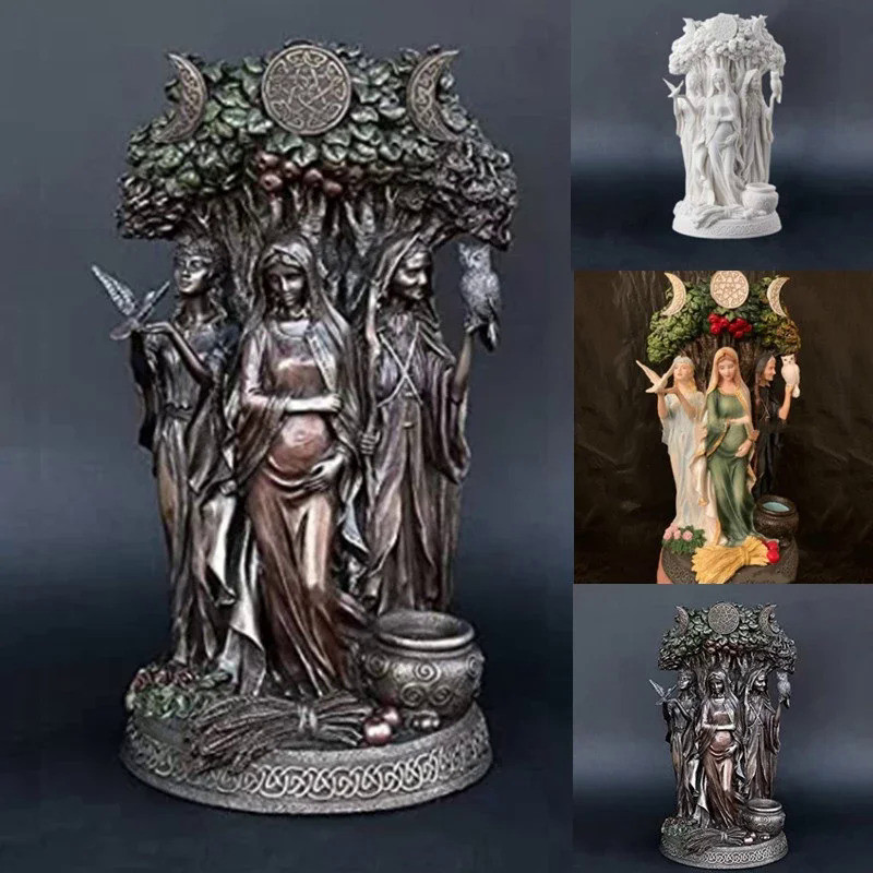 Triple Goddess Garden Statue Ornaments Resin Ancient Greek Religion Hecate Angel Sculpture Living Ro