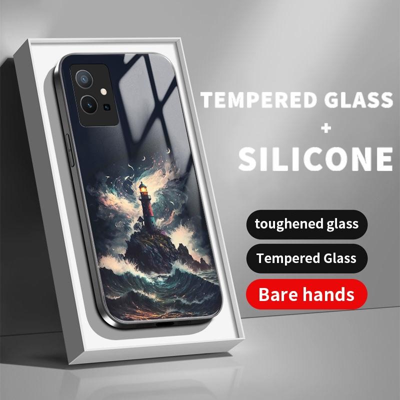 เหมาะสำหรับ VIVO Y75 5G Y75 4G Y75S Y72 Y73 Y76 Y7s Y85 Y89 กรณีโทรศัพท์ป้องกันการตกเคส Artistic Wav