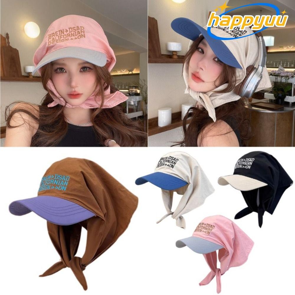 Happyuu ครีมกันแดด Headscarf หมวก, Breathable Quick Drying Letter เบสบอลหมวก,แฟชั่นปรับ UV Protection ปัก Sun Caps ฤดูร้อน
