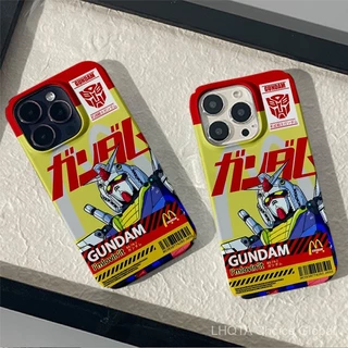 จำ yuanzu กันดั้มเข้ากันได้สำหรับ IPhone16 15 14 13 12 11 PRO MAX x XR XS MAX 8 7 6วินาทีบวก SE 2020สดใสก๋วยเตี๋ยวสี่ขนมปังป้องกันกล้องกันกระแทกปกหลังโทรศัพท์กรณี N