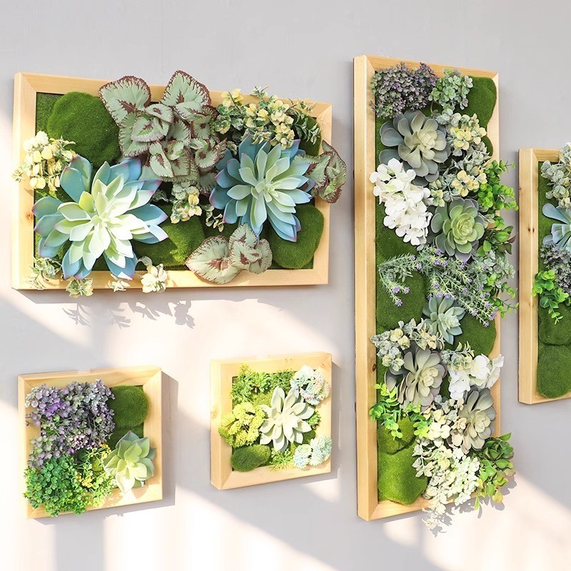 พืชประดิษฐ์ตกแต่งผนังดอกไม้ประดิษฐ์ 3D Succulent การจัดดอกไม้ประดิษฐ์, พืชสีเขียว, ตกแต่งระเบียง,