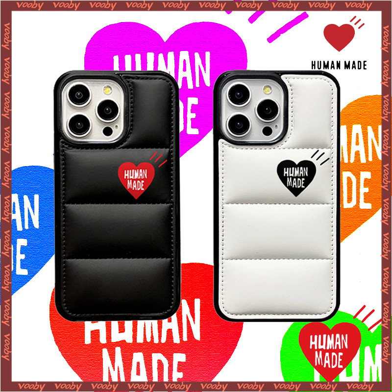 HUMAN MADE Simple สีเทาสีแดง love label hard shell Down แจ็คเก็ตเคสโทรศัพท์เหมาะสําหรับ IPhone17 AIR 16 16P 16PM 16Plus 15 15P 15PM 14 14P 13 13P 13PM 12 12PM 11 11P 11P 11P 11PM X XR 8