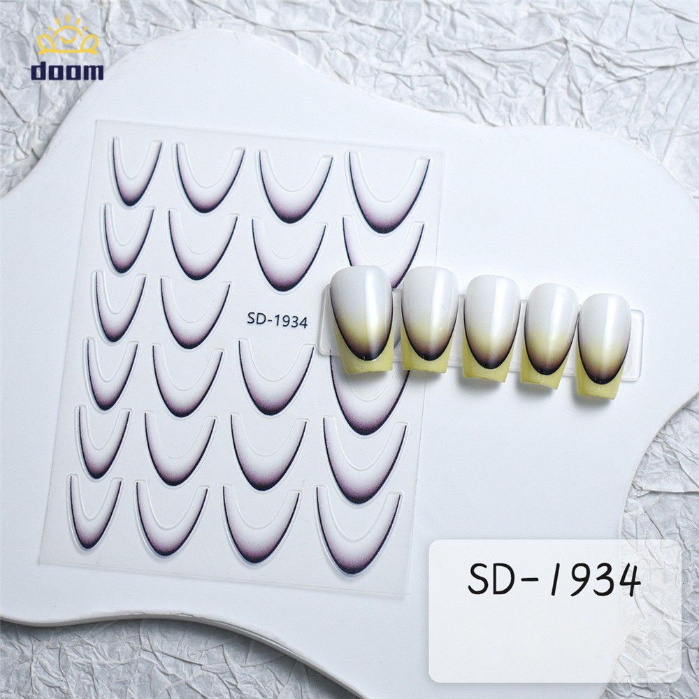 สติ๊กเกอร์เล็บไล่ระดับสีฝรั่งเศส สติกเกอร์ตกแต่งเล็บ DIY สีทึบกันน้ํา 【doom】