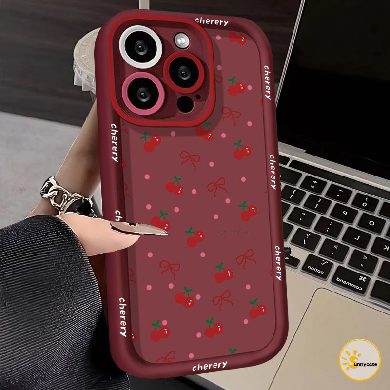 เคสนิ่มลายโบว์เชอร์รี่เรียบง่าย เข้ากันได้กับ OPPO A15 A16 A58 A38 A12 A5s A3s A53 A7 A17 A57 A54 A77 A72 A78 A52 A92 - รูปที่ 5