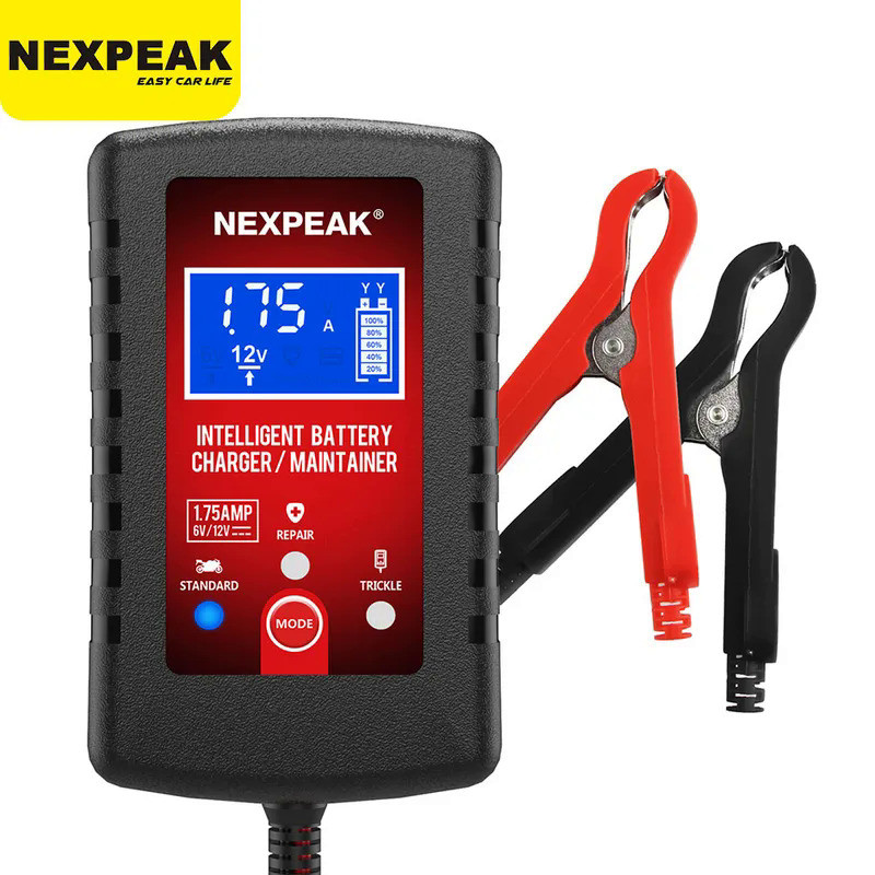 NEXPEAK 6V 12V 1.75A Automatic Smart Motorcycle Battery Charger Maintainer for Car/RV/ATV/Boat Autom