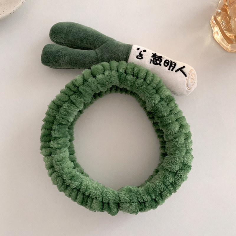 การ์ตูนสีเขียวหัวหอมคาดศีรษะฤดูใบไม้ร่วงฤดูหนาวตุ๊กตาคาดศีรษะยืดหยุ่นสูงลื่นลื่นลื่นบดผมคาดศีรษะฮาโลวีนตลกคาดศีรษะ - รูปที่ 5