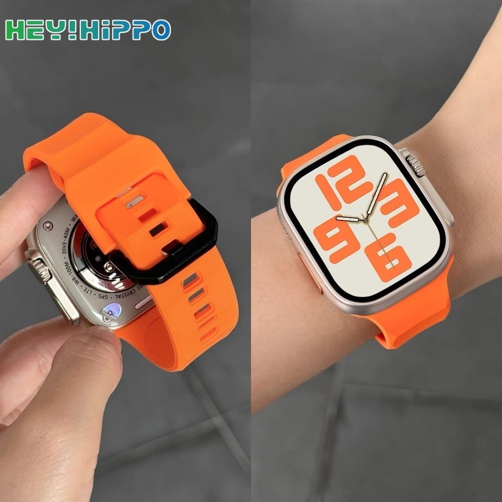 สายรัดกีฬาหัวเข็มขัดสีดําเหมาะสําหรับสมาร์ทวอทช์ซีรีส์ 10/9/8/7/6/SE/5/4 สายรัดดีไซน์ลายคลื่นเหมาะสําหรับ iwatch 49/46/45/44/42/41/40/438/8mm