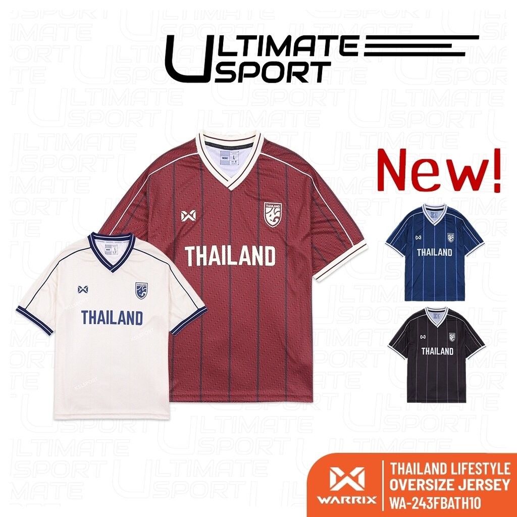 WARRIX Oversize แขนสั้น เสื้อบอล เสื้อทีมชาติไทยโอเวอร์ไซส์ (WA-243FBATH10) - สีน้ำเงิน/ดำ/แดง